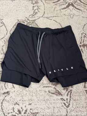 Battle Men's Black Athletic 2-in-1 Shorts size medium